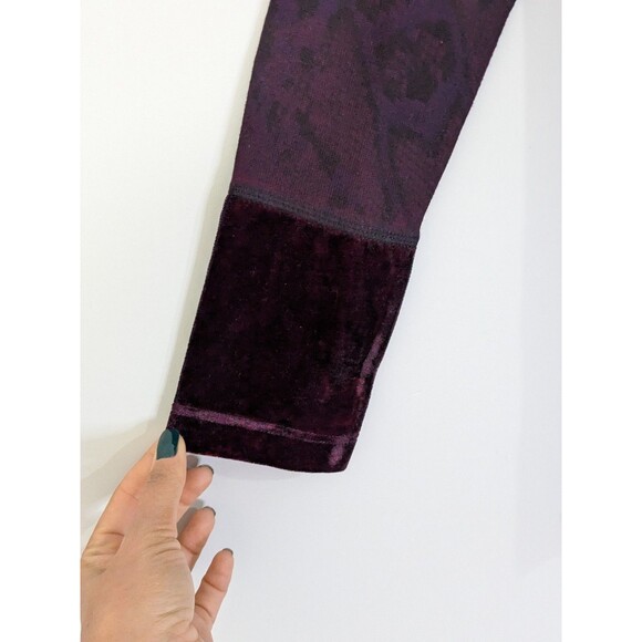 Romantic Goth Fairy Red Black Long Sleeve Velvet Burnout Blouse Renaissance Sz M - Picture 6 of 10